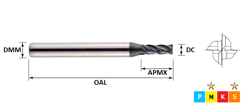 10.0mm 4 Flute Standard HX2 Carbide End Mill (Plain Shank)